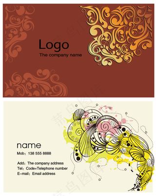 时尚流行花纹名片