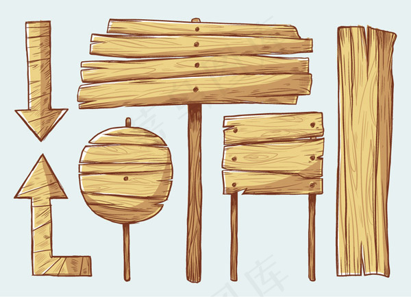 矢量风格的手绘木材料