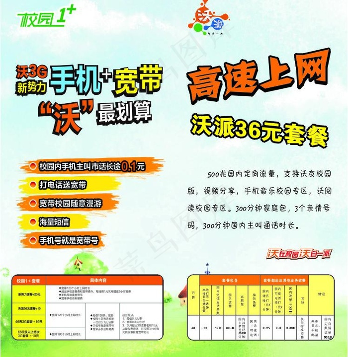 中国联通两折页图片cdr矢量模版下载