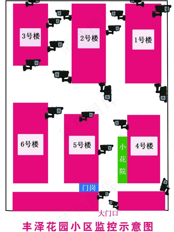 监控示意图图片psd模版下载