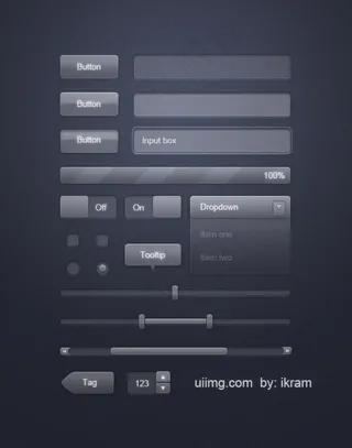 透明玻璃按钮psd素材