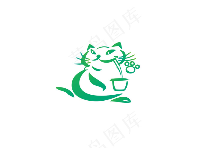 喝奶茶的懒猫ai矢量模版下载