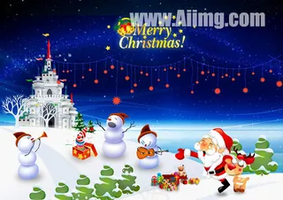 星空雪人圣诞节素材