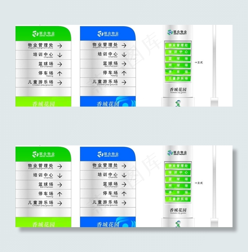 物业管理 小区路标 导引图 标识 ...cdr矢量模版下载