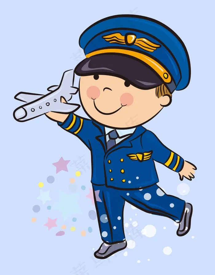 飞行员卡通人物ai矢量模版下载