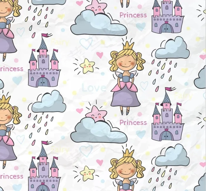 灰姑娘城堡 云朵雨 星星ai矢量模版下载