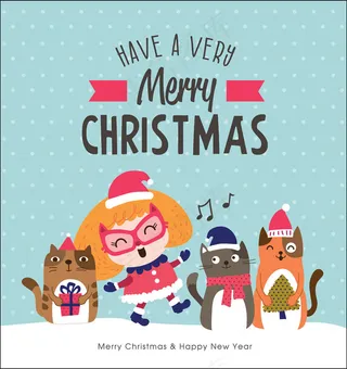 会唱歌的圣诞动物和小女孩图片