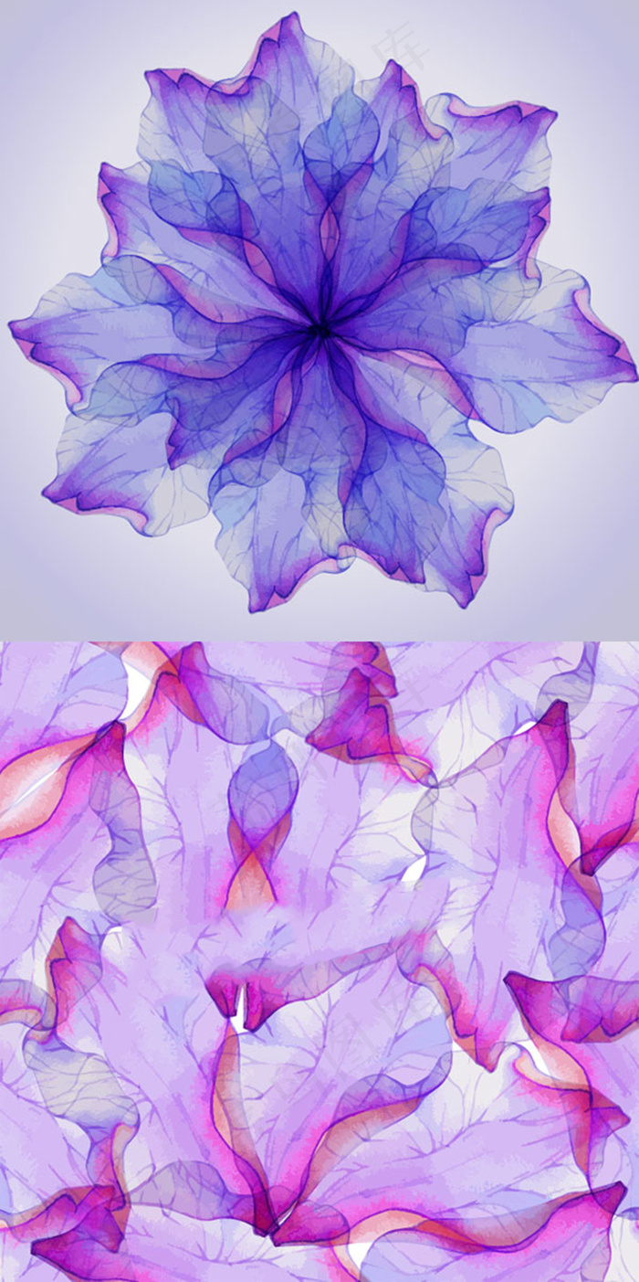 梦幻花瓣矢量背景图