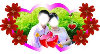 结婚双心形图片