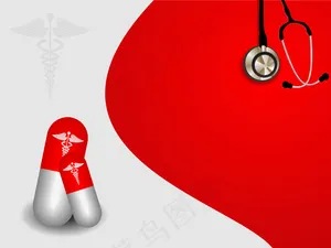 矢量无缝医疗符号在红色背景与胶囊