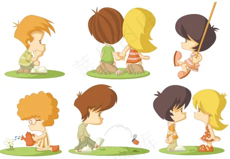 矢量牵手儿童(七)