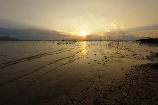 海滩日落图片