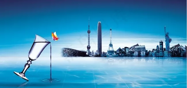 蓝色酒杯(7476X3933(DPI:300))psd模版下载