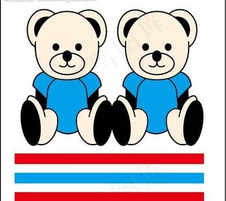 两只小熊可爱烫画图片