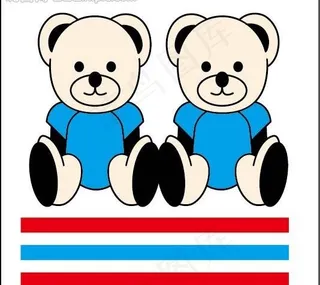 两只小熊可爱烫画图片