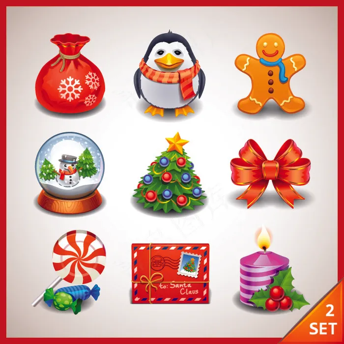 圣诞元素矢量素材-1eps,ai矢量模版下载