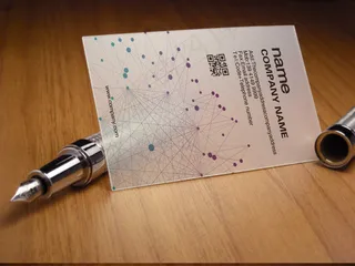 最新时尚简约不规则几何透明竖版名片...