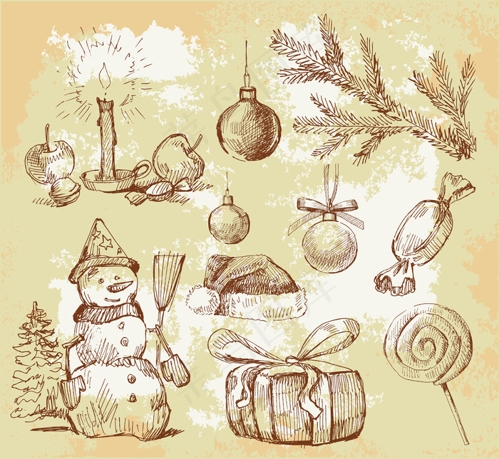 手绘01矢量圣诞节元素矢量素材