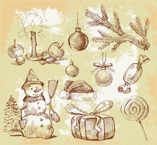 手绘01矢量圣诞节元素矢量素材