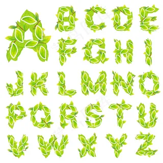 绿色树叶字体PSD分层图 绿色树叶字体PSD分层图