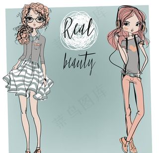 时尚女孩矢量素材