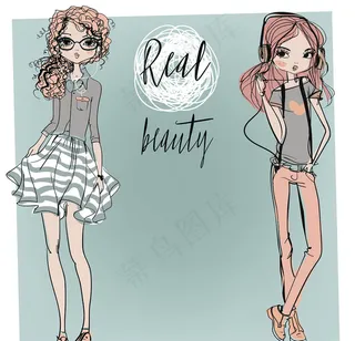 时尚女孩矢量素材