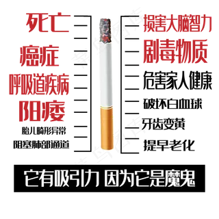 黑色卡通风珍爱生命请勿吸烟免抠元素