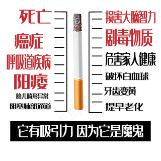 黑色卡通风珍爱生命请勿吸烟免抠元素