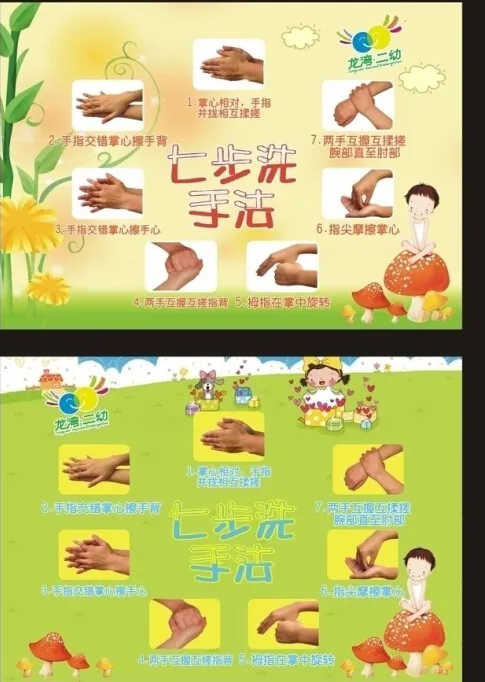 七步洗手法宣传cdr矢量模版下载