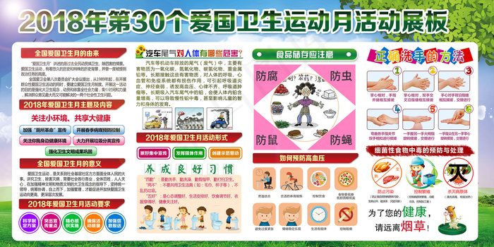 全国爱国卫生月展板设计(7087X3543(DPI:150))psd模版下载