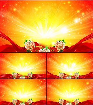 通用喜庆金色大气牡丹丝绸led背景...