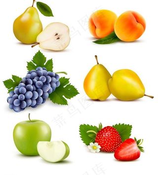梨子桃子蓝莓鸭梨草莓图片
