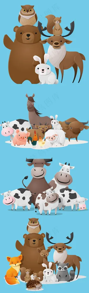 2017森林农场可爱动物麋鹿狗熊奶...