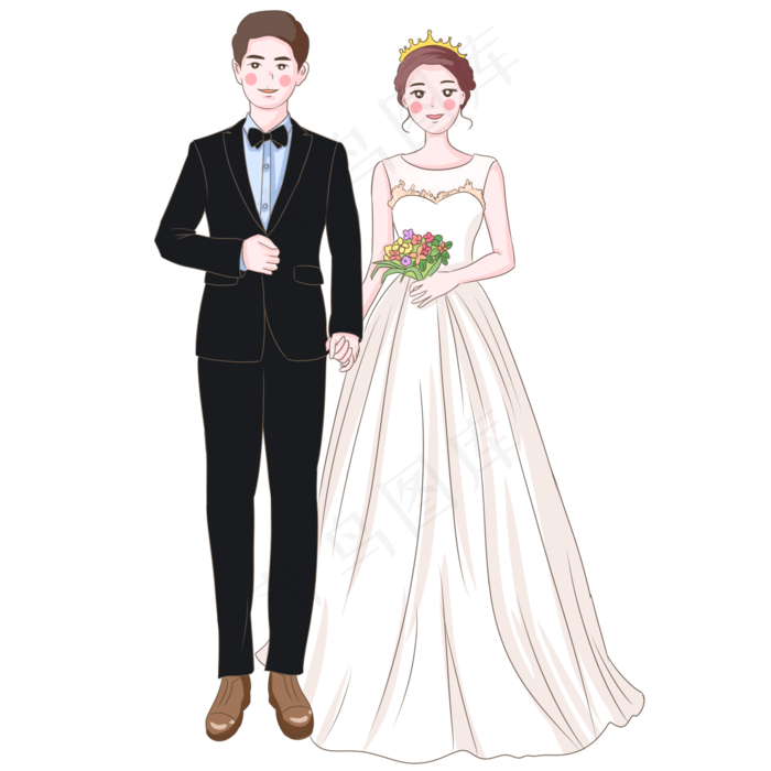 婚纱西服新郎新娘插画婚纱西服新郎新娘插画