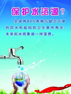 节约用水 环保广告 双手 水滴 水...