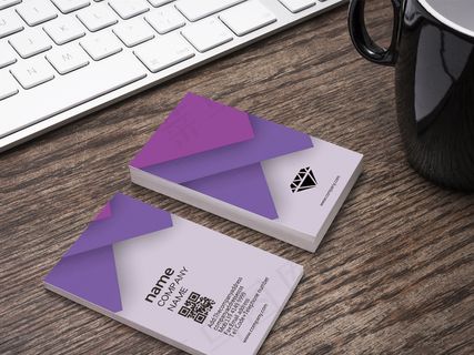 创意紫色背景时尚立体名片设计