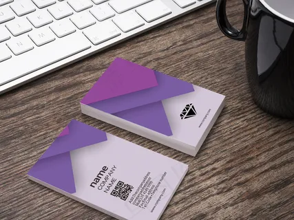 创意紫色背景时尚立体名片设计