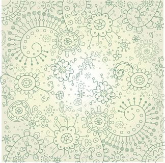 手工绘制的抽象涂鸦和花花边设计矢量...