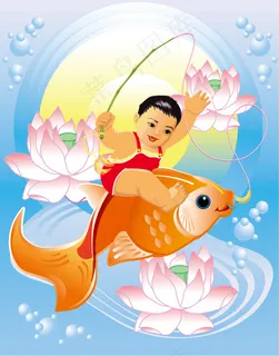 中国风的吉祥年画矢量素材