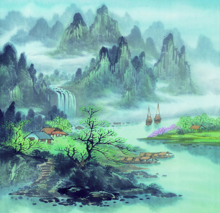 彩墨山水画