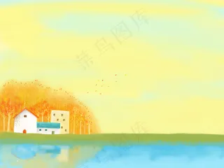 黄色天空卡通背景