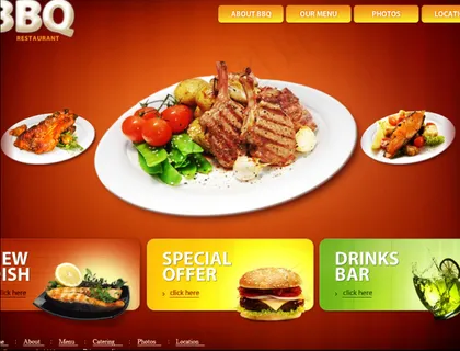 美食界面素材flash网页模板