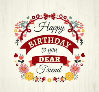 精美花卉生日贺卡矢量图