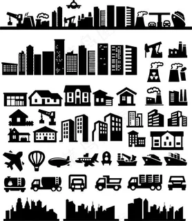 都市城市建筑剪影模板下载