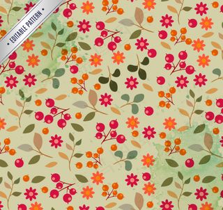 碎花与浆果无缝背景