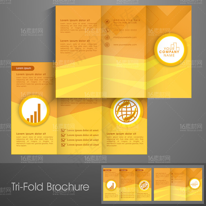 精美三折页设计矢量素材