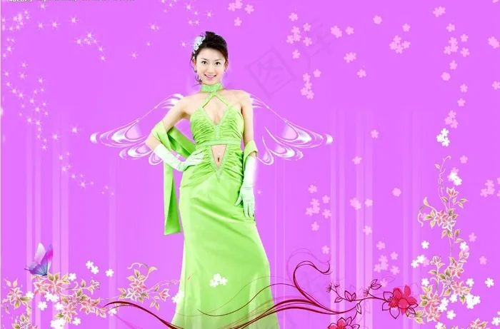 温馨背景 美女图片psd模版下载