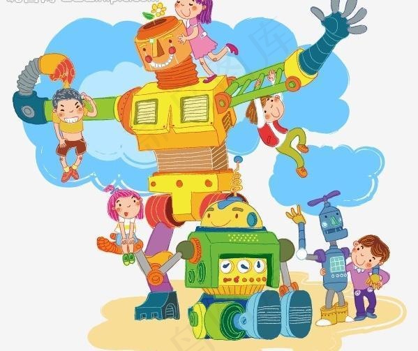 手绘儿童插画图片ai矢量模版下载
