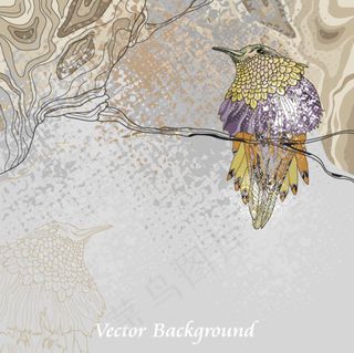 经典工笔画鸟01—矢量素材