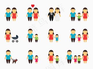 卡通幸福家庭主题矢量素材